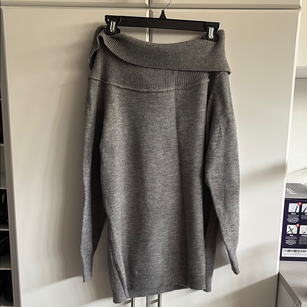 Gray Off-Shoulder Sweater